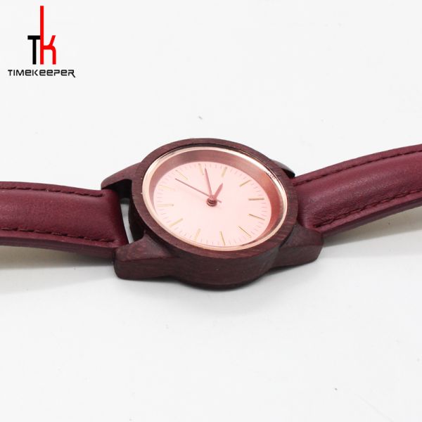 Simple Ladies Watch Leather Strap Stainless Steel Crown 10MM Thickness