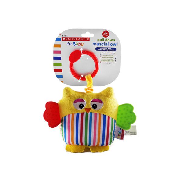 Plush Owl / Fish Teether Safe Infant Baby Toys With Rainbow Coloured Fabrics