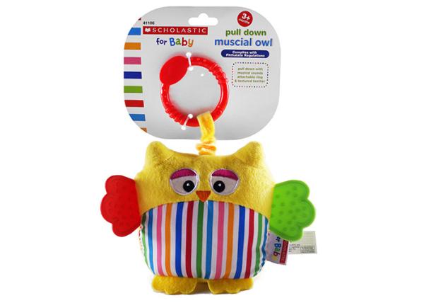Plush Owl / Fish Teether Safe Infant Baby Toys With Rainbow Coloured Fabrics