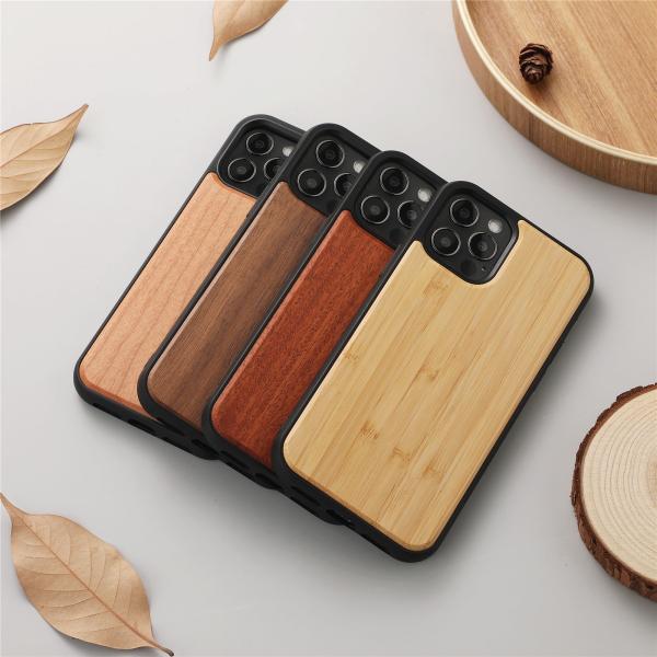 TPU pare-chocs en bois réel en bambou Casse téléphonique en bois