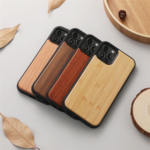 Personalised Carved Wooden Phone Case Bamboo Mobile Cover Walnut Shockproof