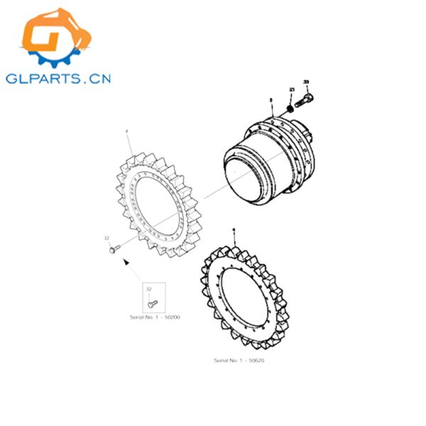 Forged Excavator Drive Sprocket Excavator Undercarriage Parts Dh55 Dh130 Dh180