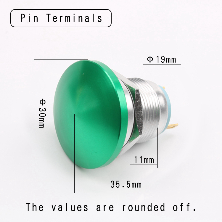 19mm Stainless Steel Electronic Momentary Switch Explosion Proof Mushroom Head Oxidation IP65 Level 250V Max Voltage 1NO 4A
