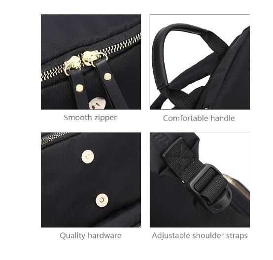 Polyester Embroidered Mummy Diaper Bag With Thermal Insulated Bottle Pockets