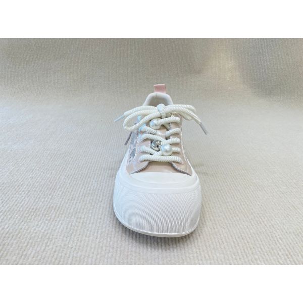 Round Head Womens Pink Casual Shoes Rubber Outsole Pink Casual Sneakers