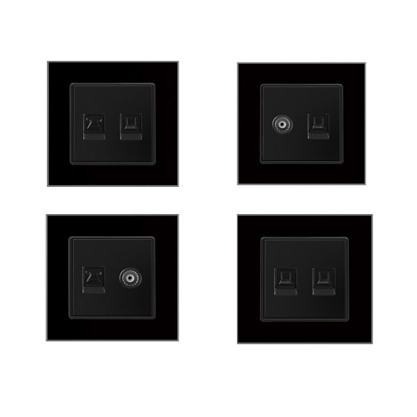 Gigabit Ethernet Smart Home Automation Devices Tempered Glass Modular Multimedia Wall Socket Scratch Resistant