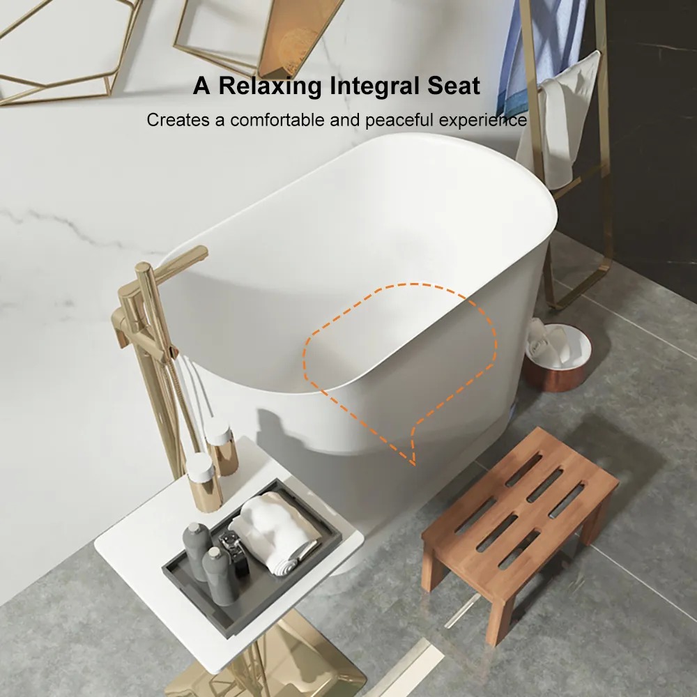 Compact Deep Soaking Freestanding Garden Tub Oval For Bathroom Renewable