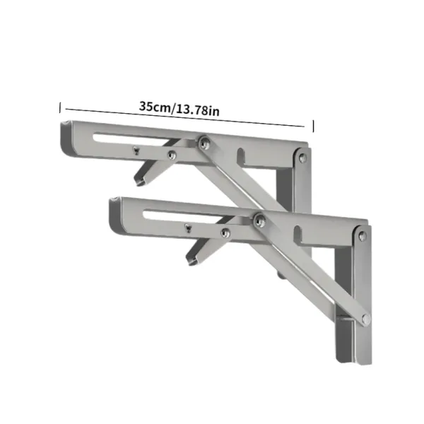 2pcs Folding Shelf Brackets Heavy Duty Stainless Steel Collapsible for Table Wall Mounted Type Modern Space Saving DIY