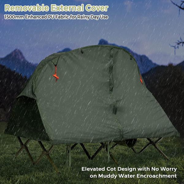Camping Tent Cot, Folding Tent Combo Air Mattress & Sleeping Bag, Off-Ground Tent Shelter with Carry Bag for Hiking