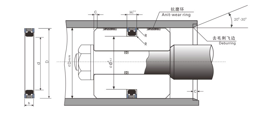 SPGW Cylindre hydraulique à piston Rings Excavator Café PTFE Spgw Sceau à piston