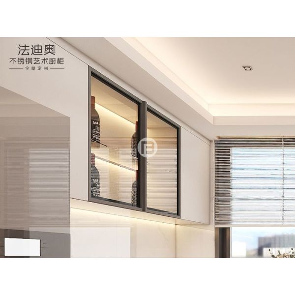 Fadior Wood Grain Dual-Zone Design Stainless Steel Kitchen Cabinet