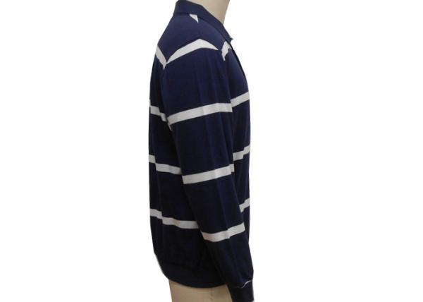 Spring / Autumn Mens Polo Sweatshirts , Mens Full Sleeve Polo T Shirts With Rib Cuffs