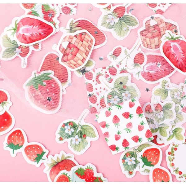 Printing Waterproof Kiss Cut Stickers Cute Strawberry Fruit Packaging Label
