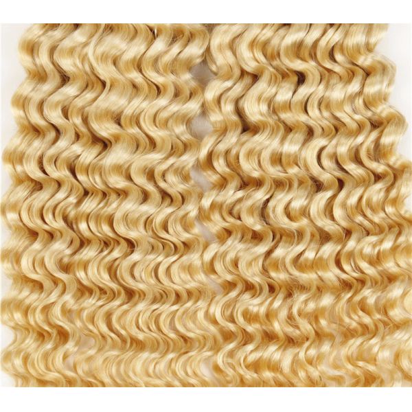 Strong double weft no shedding no tangle deep wave remy brazilian human hair blonde