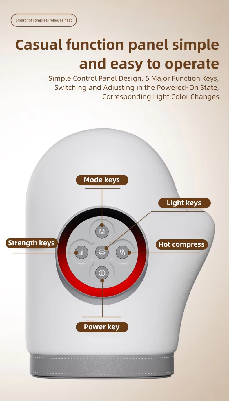 Smart Cordless Hand Massager with 5-Level Air Compression and 3-Mode Heating Therapy for Finger Joint Relief