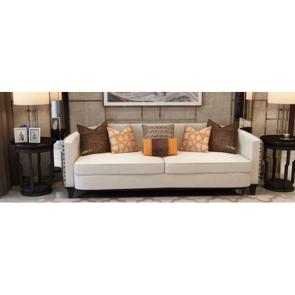 Custom made Hotel Sofa furniture of Light luxury design used Stainless steel frame with White paitning wood