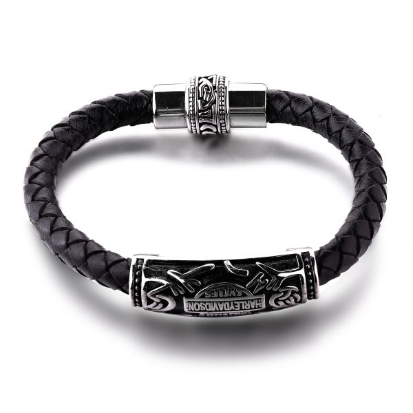 Man's Stainless Steel Clasp Braided Leather Bracelet Wholesale For Party