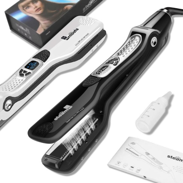 Professional Electric Ceramic Hair Straightener with LCD Display Steam 5-Level Adjustable for Salon Hotel Outdoor & Home Use