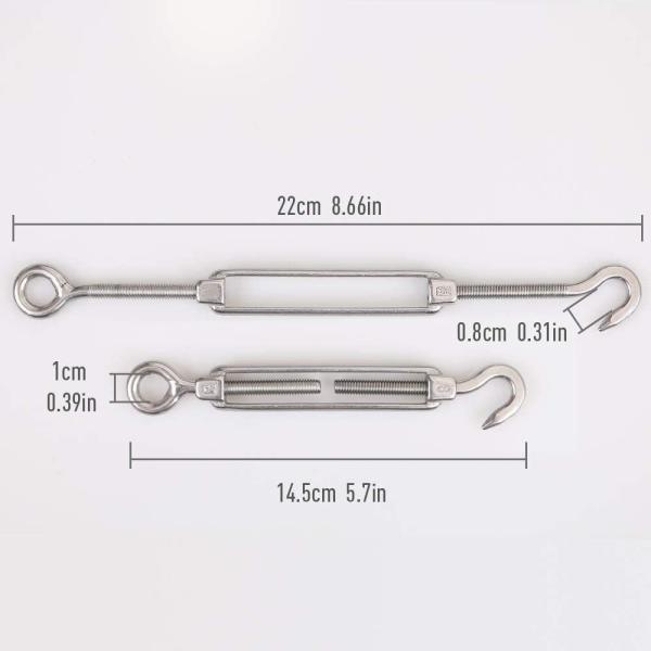 304 Stainless Steel Wire Rope Eye and Hook Turnbuckle Heavy Duty Hardware Kit for Tent Mounting