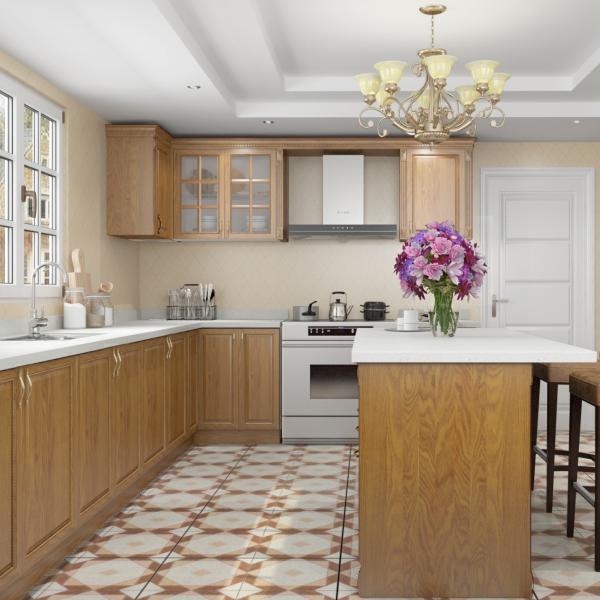 Unassembled Traditional Kitchen Cabinet Solid Wood Walnut Customized