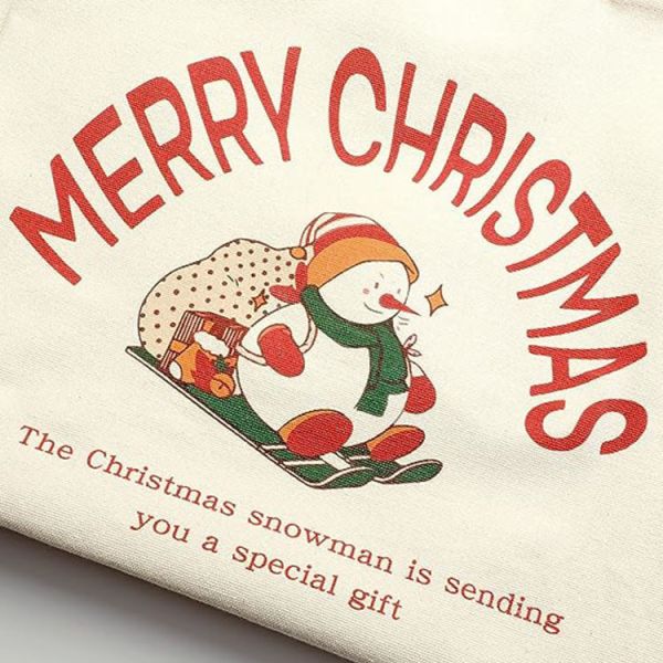 Heavy-duty Shopping Tote Custom Christmas Canvas Reusable Grocery Bag with Long Handle
