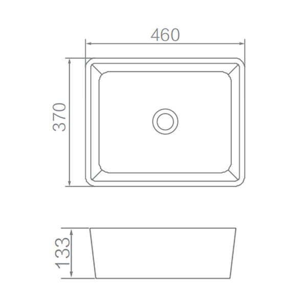 Верхняя часть таза 460x370x133mm СТРЕЛКИ AP439E прямоугольная керамическая встречная