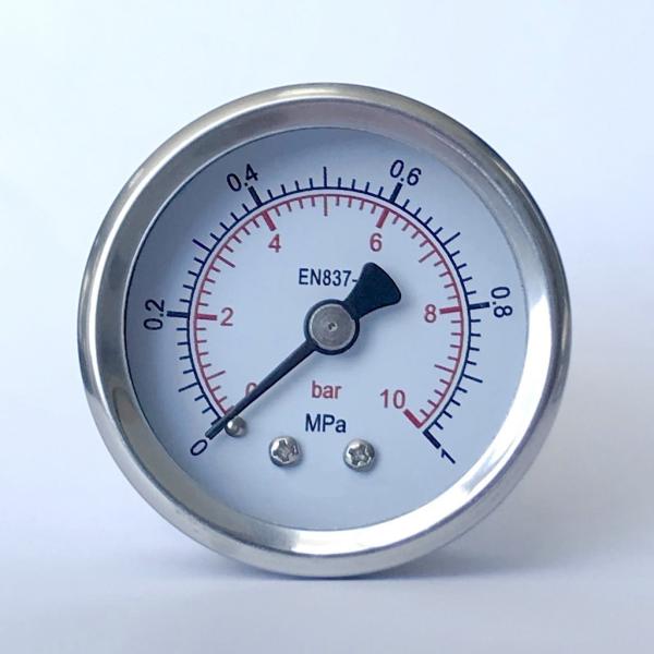 2 Inches 1 Mpa Liquid Filled Fuel Pressure Gauge En 837-1 NPT Axial Mount