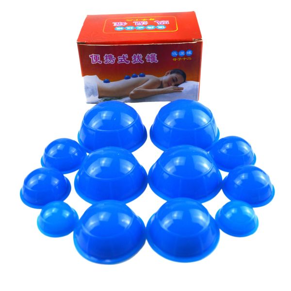 Silicone Suction Cupping Set Series 12 Pcs Face Guasha Wrinkle Removal Skin Care Spa Beauty Therapy Cups for Body Muscles
