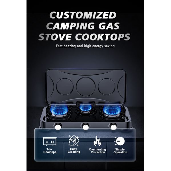 Portable Outdoor Three Burner Gas Stove with Energy-Saving and Fast Heating Features