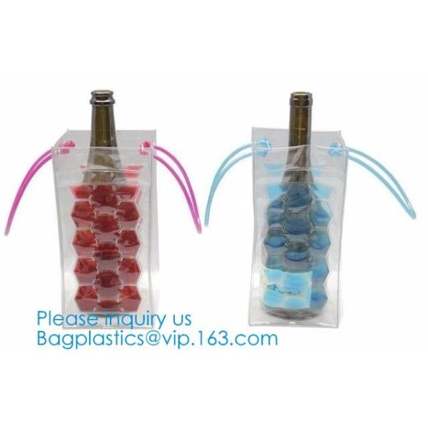 PVC Ice Bag, Wine Beer Gift Bags, Wine Bag, Drink Ice Bags, Portable Wine Bags Gel Ice Pack PVC Wine Cooler Bag With Han