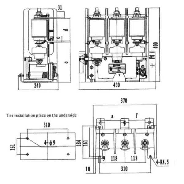 High Voltage 3 Phase AC Contactor 7.2kV 400A Industrial AC Contactor