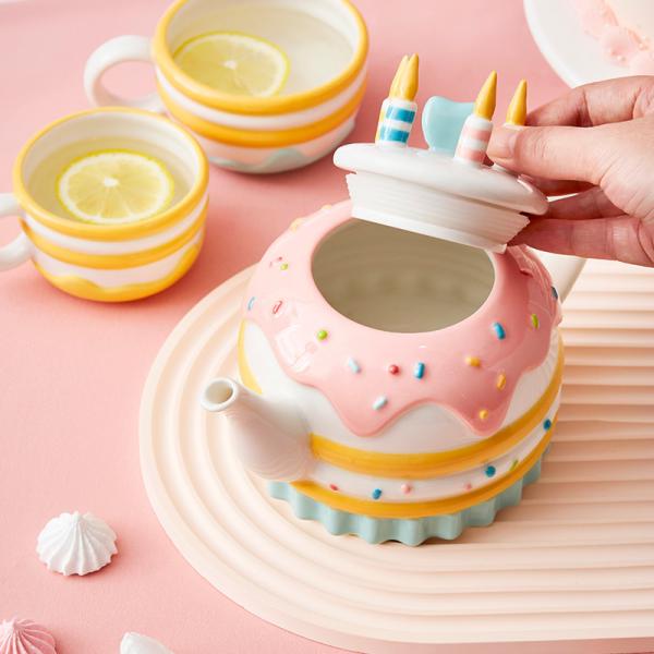 Ready To Ship In Stock Ceramic Tea Pots For Everyday Tea Brewing One Teapot With Two Cups As Birthday Gift