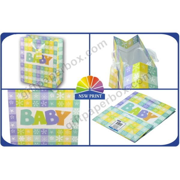 Мешки оборачивать подарка бумаги высокой ранга для ливней младенца упаковывая с ручкой тесемки