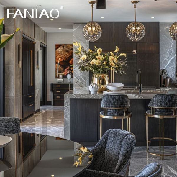 Современная роскошь Готовая к сборке Мебель интерьера Плоская упаковка Шкаф дизайн Шкаф Кухонные шкафы