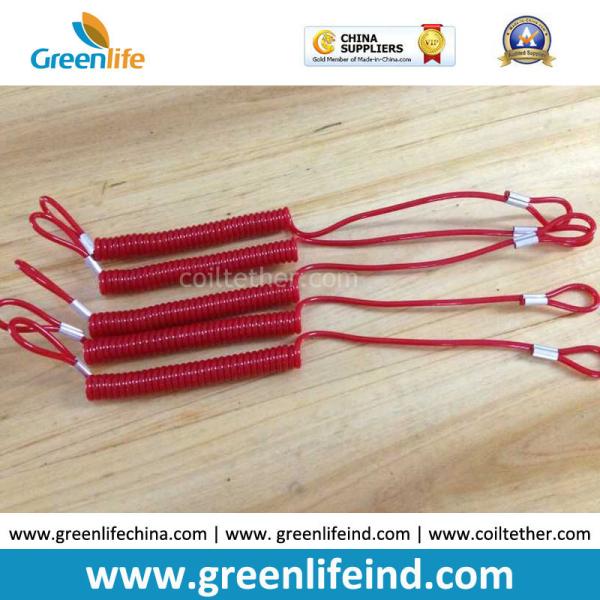 Top Quality Blue TPU Coated Safety Elastic Coil Cord Rop Key Ring Accessory Full Stretched Length 1M