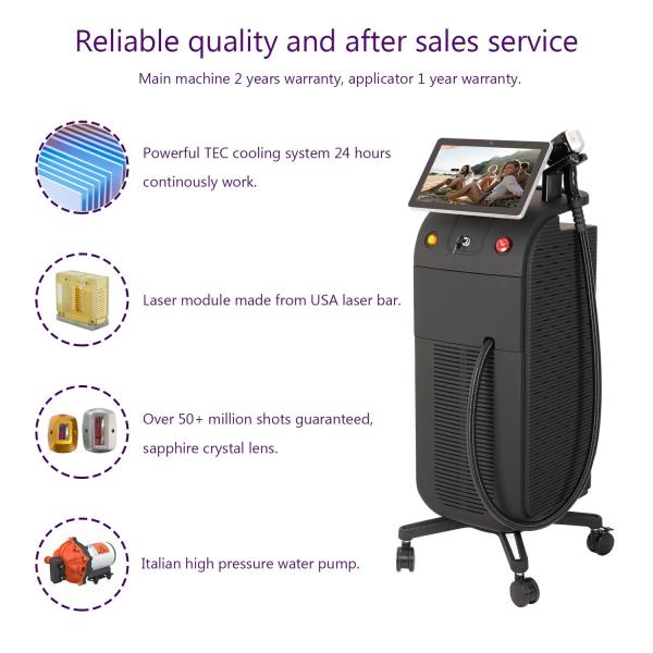 Diode 808 Laser Hair Removal Machine , Professional Laser Hair Removal Machine 3 Waves