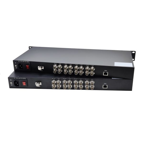 1RU 8x 3G SDI with 1GB Ethernet Fiber Optic Converter