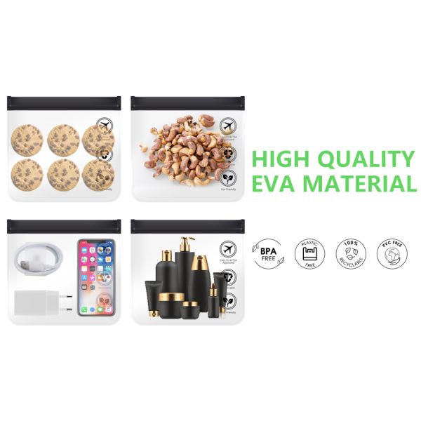 Quart Size Zipper Bags- Triple-sealed Seam Leakproof Clear Cosmetic Bag for Liquids & Makeup- Portable Travel Size