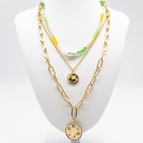 Fashion Gold Necklace Jewelry Sets with Acrylic Pear Beads Necklace for Women