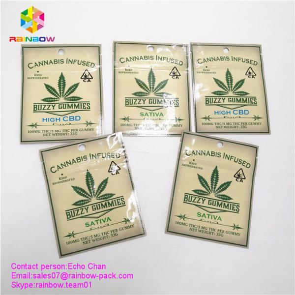 2018 cannabis novos infundiram os cummies buzzy saco alto de CBD/THC com a venda quente ziplock em CA