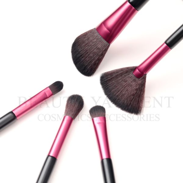 Beauty Yaurient Wooden Handle Face Makeup Brush Set With PU Bag Antimicrobial