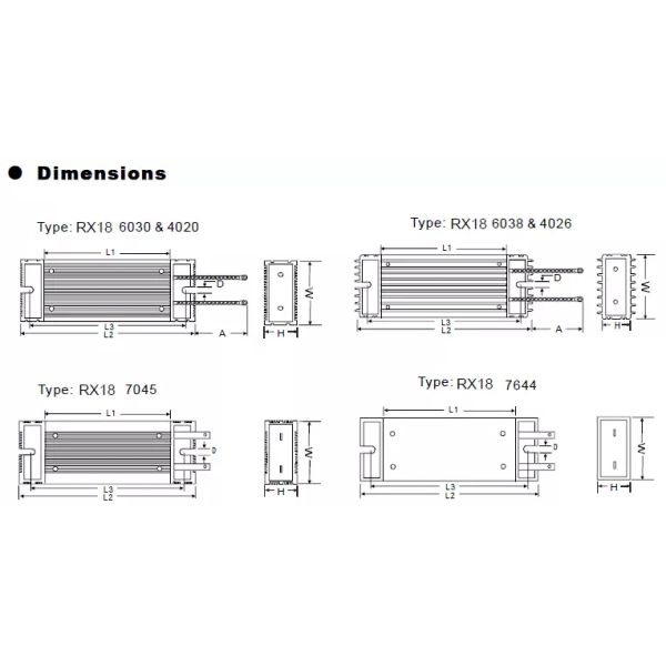 RX18 150w High power braking resistor for frequency inverter  0.2-4K ohm inductive and non-inductive