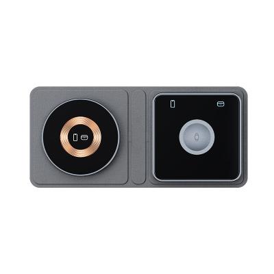 Carregador sem fio dobrável 3 em 1 de 15w para fones de ouvido Iphone Iwatch preto