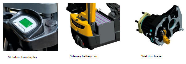 3m - 5m Dual Front Driving Three Wheel Electric Forklift With 1600kg Capacity
