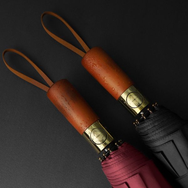 Windproof 10-Ribbed Metal Shaft Automatic Open / Close Travel Umbrella