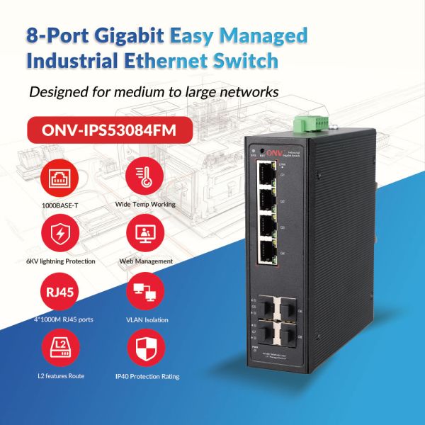 8 Port Gigabit Managed Industrial Ethernet Switch Fanless Cooling DIN Rail Mounting