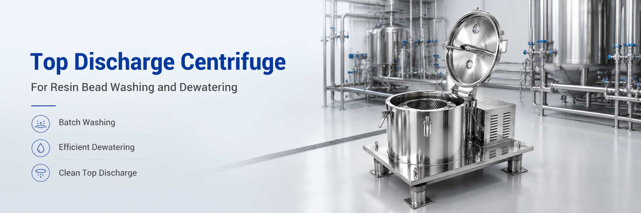 Top Discharge Centrifuge for Resin Bead Washing and Dewatering