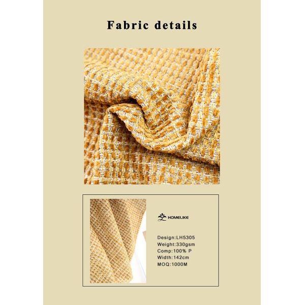 Multi-tonal 3D Plaid-textured Pattern Chenille Fabric For Sofa