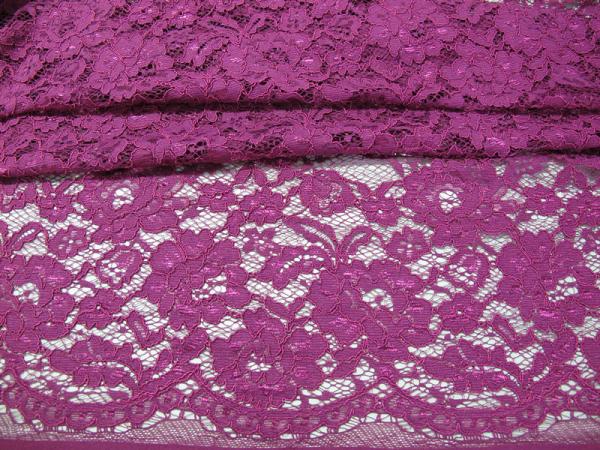 Elegant Purple Crochet Flower Lace Fabric Nylon Rayon Material For Garment