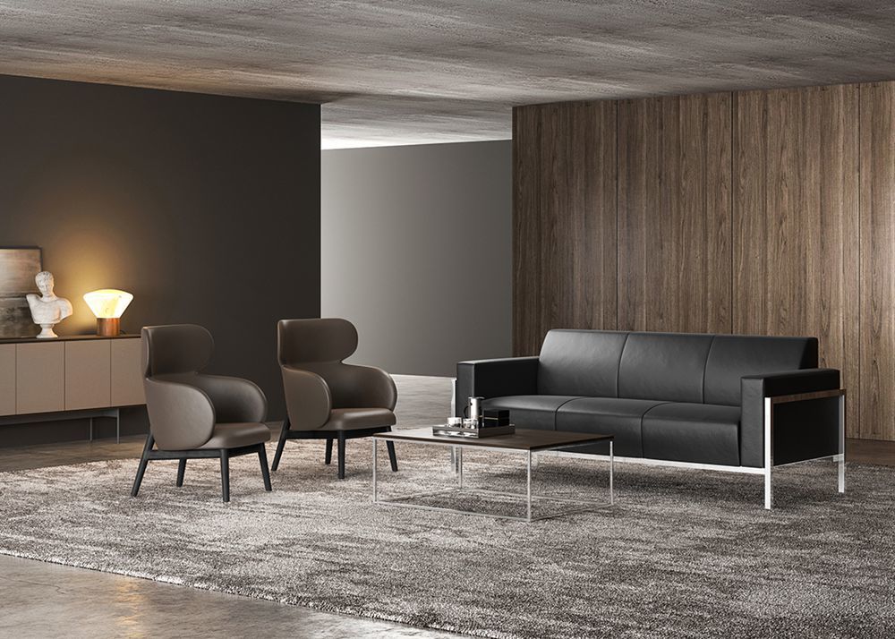 ODM Office Reception Sofa Set Black Reception Office Sofa Customization
